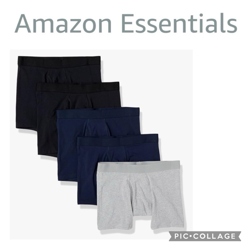 Amazon Essentials Men’s XXL Cotton Jersey Boxer Briefs 5 Pack New Open Bag